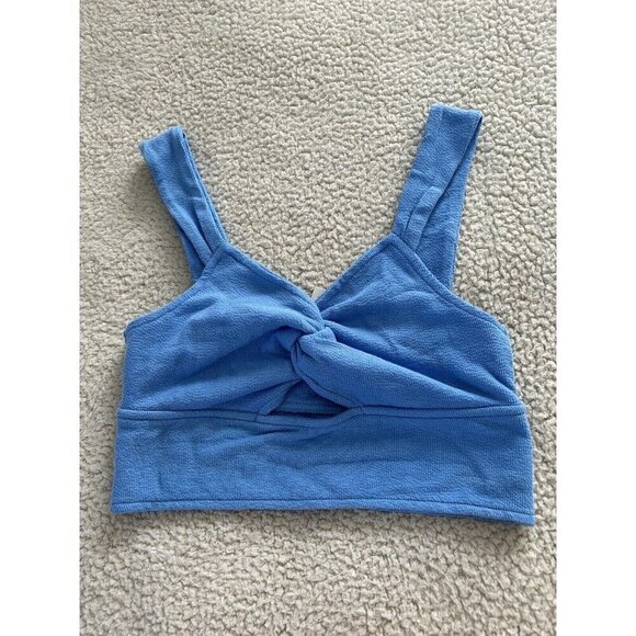 Madewell Cutout Knot-Front Crop Tank Top Oasis Blue Size S - Picture 7 of 11